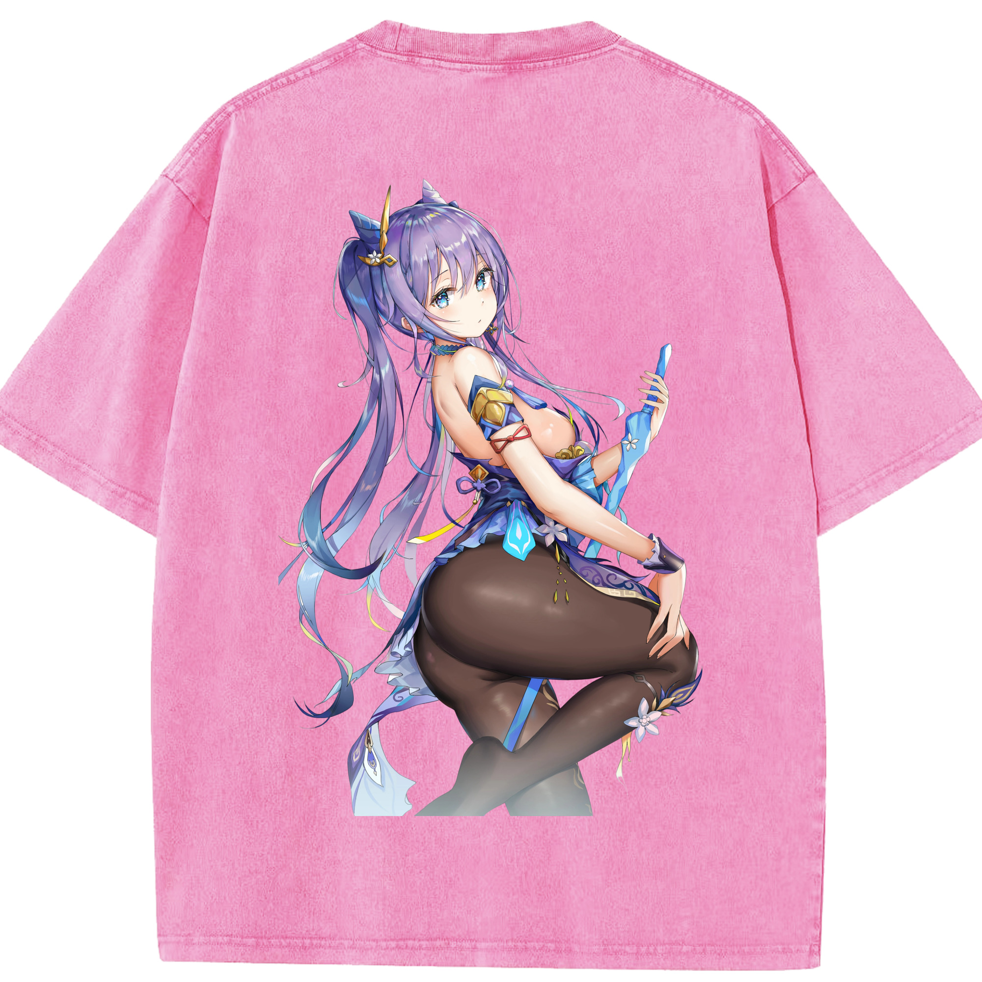 げんし神 刻晴 こくせい genshin Kokusei 綿100% ヴィンテージ風 半袖Tシャツ（背面プリント）